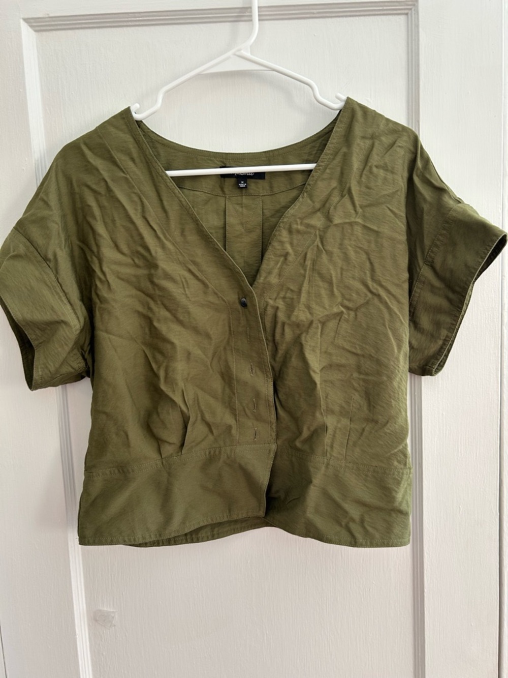 Madewell Olive Green Blouse Top Short Sleeve Lightweight